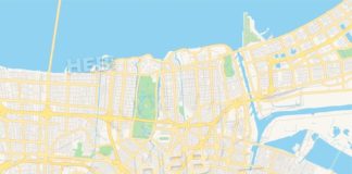 Travel infographic – Empty vector map of New Orleans, Louisiana, USA