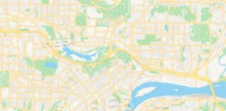 Travel infographic – Empty vector map of New Westminster, British Columbia, Canada