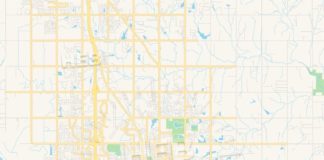 Travel infographic – Empty vector map of Norman, Oklahoma, USA