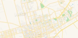 Travel infographic – Empty vector map of Odessa, Texas, USA