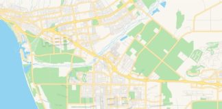 Travel infographic – Empty vector map of Oxnard, California, USA