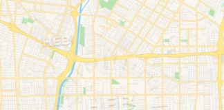 Travel infographic – Empty vector map of Paramount, California, USA