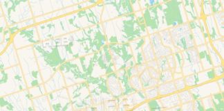 Travel infographic – Empty vector map of Pickering, Ontario, Canada