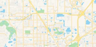 Travel infographic – Empty vector map of Pinellas Park, Florida, United States of America