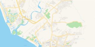 Travel infographic – Empty vector map of Puerto Vallarta, Jalisco, Mexico