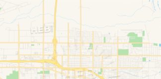 Travel infographic – Empty vector map of Redlands, California, USA