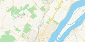 Travel infographic – Empty vector map of Repentigny, Quebec, Canada