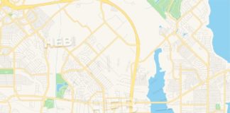 Travel infographic – Empty vector map of Rowlett, Texas, USA