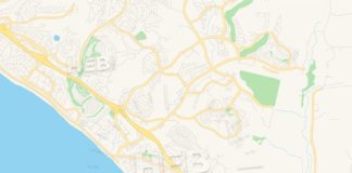 Travel infographic – Empty vector map of San Clemente, California, USA