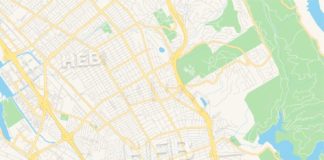 Travel infographic – Empty vector map of San Leandro, California, USA