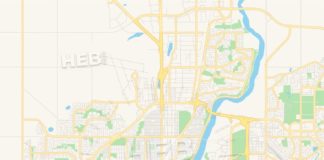 Travel infographic – Empty vector map of Saskatoon, Saskatchewan, Canada