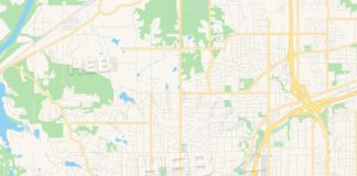 Travel infographic – Empty vector map of Shawnee, Kansas, USA