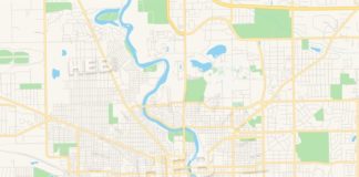 Travel infographic – Empty vector map of South Bend, Indiana, USA