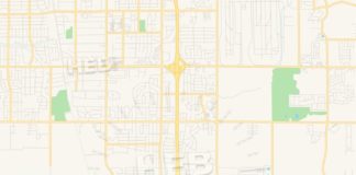 Travel infographic – Empty vector map of Southaven, Mississippi, United States of America