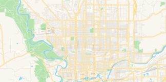 Travel infographic – Empty vector map of Spokane, Washington, USA