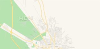 Travel infographic – Empty vector map of Tehuacán, Puebla, Mexico