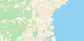 Travel infographic – Empty vector map of Thunder Bay, Ontario, Canada