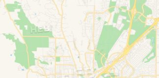 Travel infographic – Empty vector map of Vacaville, California, USA