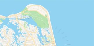 Travel infographic – Empty vector map of Virginia Beach, Virginia, USA