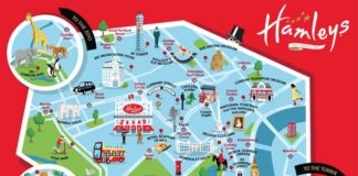 Travel infographic – Hamleys children’s map illustration kerryhyndman.co.uk