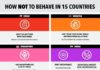 Travel infographic – How NOT to behave in 15 countries around the world