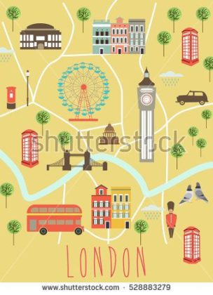 Travel infographic - Illustrated map of London. Travel map. Vector ...