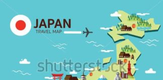 Travel infographic – Japan landmark and travel map. Flat design elements and icons. vector illustrati…