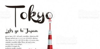 Travel infographic – Japan travel poster with lovely lucky cat and tokyo tower