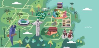 Travel infographic – Jasmijn Evans – Illustrated map of Rio for KLM Holland Herald magazine
