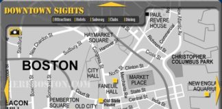 Travel infographic – Map of downtown sightseeing in Boston