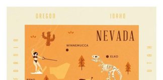 Travel infographic – Nevada Map, The Sagebrush state map, original Nevada map, nursery map, Home State Map, Nevada state