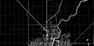 Travel infographic – Saskatoon, Saskatchewan, Area Map, Dark