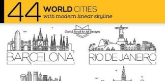 Travel infographic – Travel infographic – 44 Different World Cities Skyline CreativeWork247 – Fonts, Graphics, Themes, T