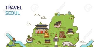 Travel infographic – Travel infographic – Tour della città, mappa della mappa illustrazione – Seoul City, Corea del Sud A…