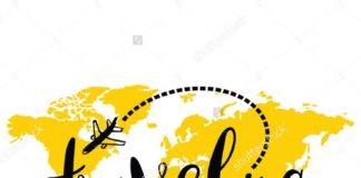 Travel infographic – Travel infographic – Traveling. World map. Airplane. Isolated vector object on white background. Lett…