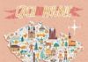 Travel infographic – Vector stylized map of Czech Republic. Travel illustration with Czech landmarks,…
