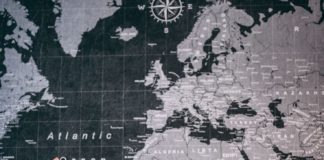 Travel infographic – World Travel Map Pin Board w/Push Pins – Modern Slate