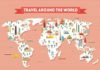 Travel infographic – World travel map poster. Travel and tourism background. Vector illustration