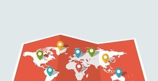 Travel infographic – World travel map. Travel pin location on a global map. Flat vector illustration.