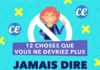 Business infographic : 12 Choses Que Vous Ne Devriez Plus Jamais Dire au Travail (Et Ce Qu’il Faut Dire À la Place).