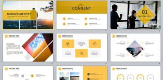 Business infographic : 31+ Best yellow business report PowerPoint template