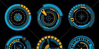 Business infographic : Abstract creative concept vector futuristic blue virtual graphic touch user inte…