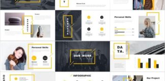 Business infographic : Yellow company report presentation template
