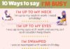 Educational infographic : 10 Ways to Say I’M BUSY in English