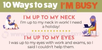 Educational infographic : 10 Ways to Say I’M BUSY in English