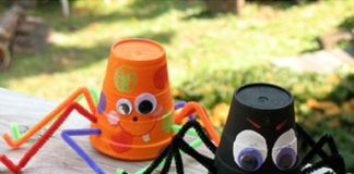 Educational infographic : Awesome DIY Halloween Crafts for Kids to Make – Spider Cups