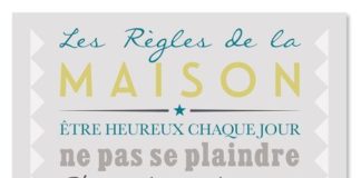 Educational infographic : Carte, affiche à encadrer et tableau décoratif Les Règles de la Maison