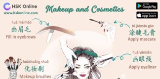 Educational infographic : Chinese vocabulary: Makeup and Cosmetics
