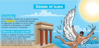 Educational infographic : Dédale et Icare (Métamorphoses d'Ovide – livre 8)