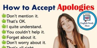 Educational infographic : Englisch lernen: Wie akzeptierst Du eine Entschuldigung richtig!